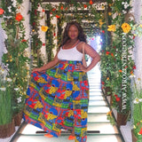 Royal Blue Green Ankara Maxi Skirt