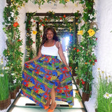 Royal Blue Green Ankara Maxi Skirt