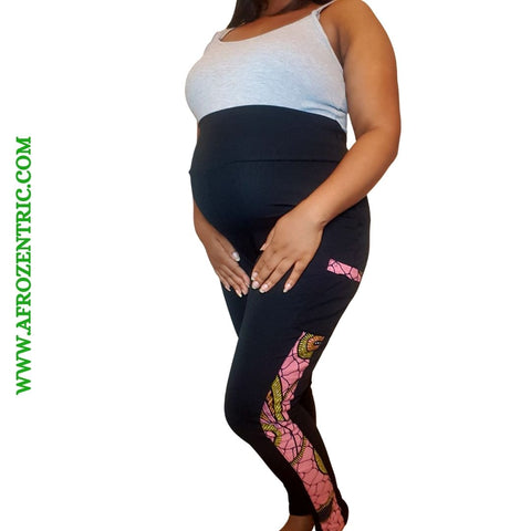 Afro Pink Maternity Leggings (Small)